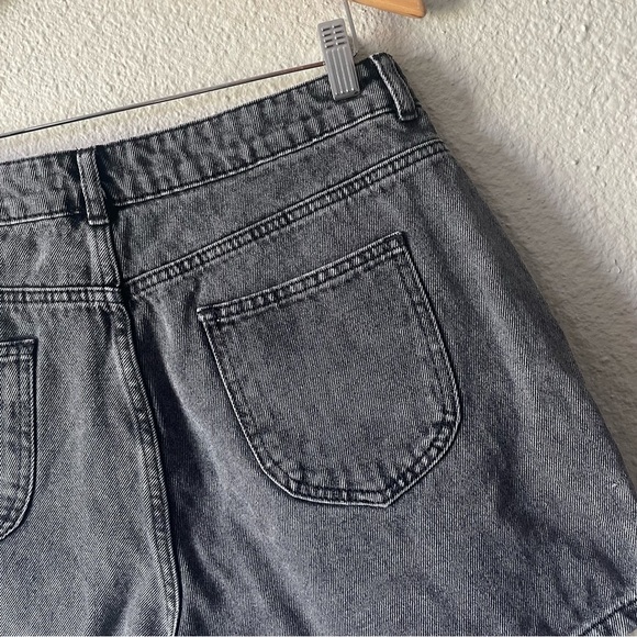 Nasty Gal Baggy Denim Shorts Women’s 10 Black Stonewashed High Waisted Cotton - Picture 9 of 12